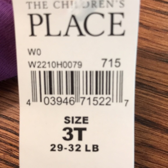Children’s Place long sleeve tee with ruffles. Size 3T. New. Purple - Picture 6 of 6